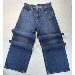 Old Navy Drapey Denim Hi-Rise Baggy Wide Leg 10 Tall Jeans Trap Boho Festival